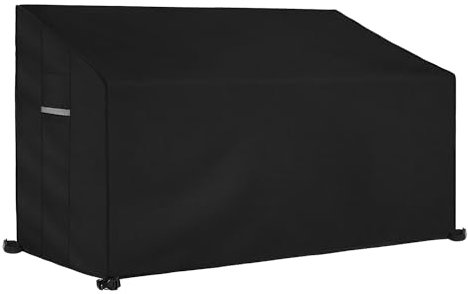Dokon 4 Sitzer Gartenbank Abdeckung mit Belüftungsöffnungen Wasserdicht Winddicht UV-Beständiges Robustes Oxford-Gewebe Schutzhülle für Gartenbank, Gartensofa (193x66x63/89cm) - Schwarz