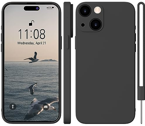 WXX für iPhone 15 Hülle Silikon Case, Handyhülle für iPhone 15 Dünn Slim mit Microfiber, Kratzfeste Rundumschutz Case Hülle für iPhone 15 6.1'' Schwarz