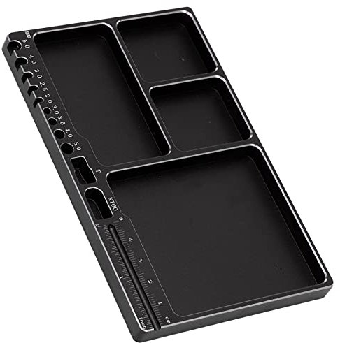 Magnetische Schraubenablage aus Aluminiumlegierung, Magnetische Adsorptions-Magnetauflage in Tragbarer Größe für RC-Reparaturen (BLACK)