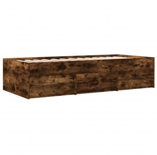 vidaXL Tagesbett, Gästebett mit 6 Schubladen mit Rollen, Schlafsofa für Schlafzimmer, Bettsofa Sofabett Daybed Bett, Räuchereiche 90x190cm Holzwerkstoff