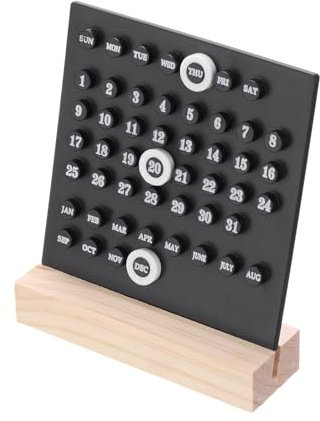 PATIKIL Holz Ewiger Kalender Schreibtisch Acryl Kalender Ständer Monat Woche Datum Anzeige für Schreibtisch Geschäft Büro Zuhause Dekoration Schwarz