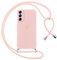 Oelrstfe Coque pour Samsung Galaxy A14 5G/4G avec Cordon de Collier Étui Housse Souple Silicone avec Motif Coeur et Portable Lanyard Réglable Antichoc Anti-Chute Bandoulière Lanière Case,Rose