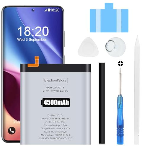 Akku für Galaxy S20 Plus S20+ SM-G985 G985U 4500mAh EB-BG985ABY Li-Polymer Ersatzakku inkl Werkzeugset und Reparaturset