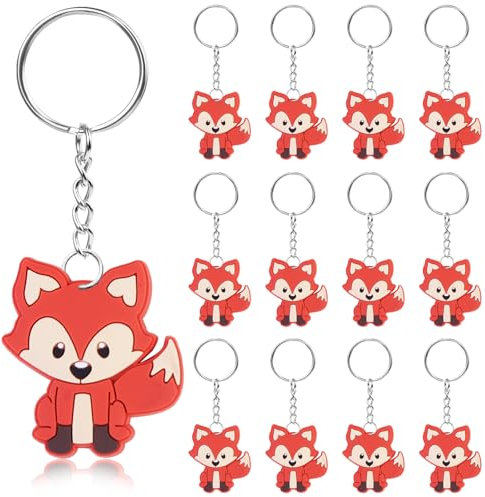 Eyezeeption 30 Stück Fuchs Schlüsselanhänger Kinder Schule Mitgebsel Kindergeburtstag Fuchs Deko, Schlüsselanhänger Waldtiere Abschiedsgeschenk Kinder Give Aways Kindergeburtstag für Mädchen Junge.