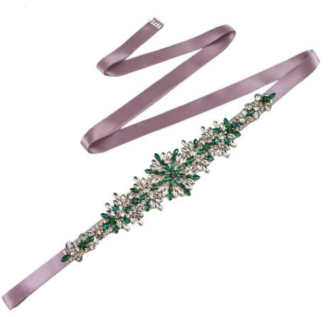 PKINN Cintura da Sposa Cintura con Strass Fatta a Mano Accessori per Abiti da Banchetto Verde Applicazione di Gioielli-Viola Antico