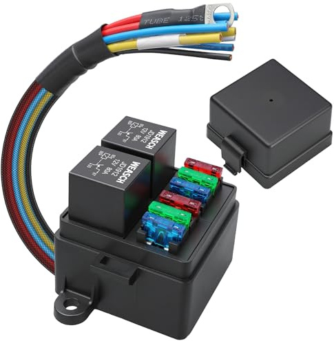 Weasch 12V 6-fach vorverdrahtete Sicherungs-Relaisbox, 2×80A 4-Pin Relais | 6 ATC/ATO-Steckplätze, staubdichte Abdeckungen, Relaisplatine für 4x4, LKW, Wohnmobile, LS-Umbauten, Lampen & Kühlgebläse