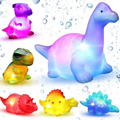 Light Up Bath Toys for 1-6 Year Olds - Dinosaur Bath Toys for Kids, Sensory Gifts for Boys & Girls, Perfect Easter & Birthday Present