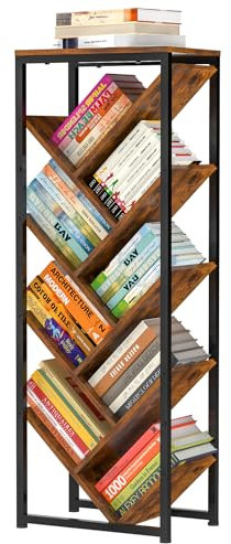 Cutogxon Tree Bookshelf - 9 Tier Floor Standing Tree Bookshelf for CDs/Movies/Books, Small Bookshelf for Small Spaces Book Storage Organizer Vintage