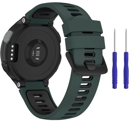 Vancle Armband für Garmin Forerunner 735XT Armband,Silikon Sport Ersatzarmbänder Uhrenarmband für Garmin Forerunner 735XT 235 235 Lite 230 220 620 630(Grün Schwarz)