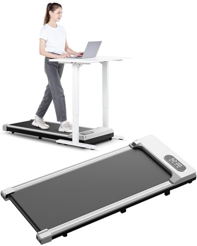 HomeFitnessCode Laufband Walking Pad - Laufpad für Zuhause bis 120kg Gehband Schreibtisch Band Treadmill für Zuhause und Büro, Silber