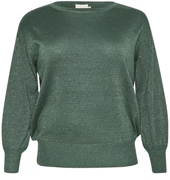 KAFFE CURVE Strickpullover KCregitta Damen Große Größen Strickpullover Langarm Rundhals Glitzer Pullover Garden Topiary M