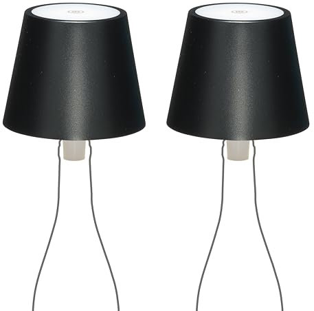 LA VILLE LUMIÈRE kit da 2 X MarieB Lampada LED Wireless, Ricaricabile e Dimmerabile, Abat-Jour per Interno/Esterno, 48h Autonomia, 3 Temperature di Luce, Alluminio, LVL(Metal Black)