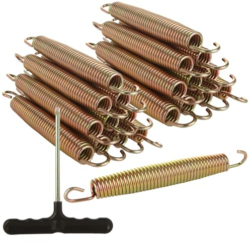 ZUQIAN 24 PCS Trampoline Springs 7 Inch Heavy-Duty Galvanized Steel Replacement Spring High Tensile Durable Trampoline Parts for Trampoline Spring High Tensile Replacement Kit with T-Hook
