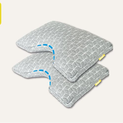 Brightr® MoonHug 2er-Set Memory-Schaum-Seitenschläferkissen | Ergonomische Form mit Schulterausschnitt | Höhenverstellbarer Komfort für Kopf & Nacken | Anpassbares Liegegefühl