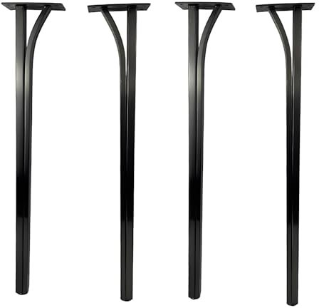Lot de 4 Pieds de canapé en Forme de L Noirs de 65 cm, Pieds de Table en métal de Remplacement pour Meubles Modernes et légers