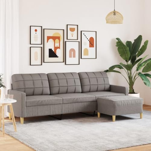 Massbinet 3-Sitzer-Sofa mit Hocker Moderne Schlafsofa mit Schlaffunktion Sofa Bequemes Geeignet Für Wohnzimmer Zimmer Schlafzimmer Taupe 210 cm Stoff