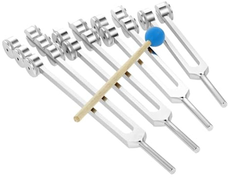 Qusedwey 4pcs/Set Tuning Forks 32/48/64/128 Hz with Hammer for Nervous System Testing Sound Healing Therapy Health Care