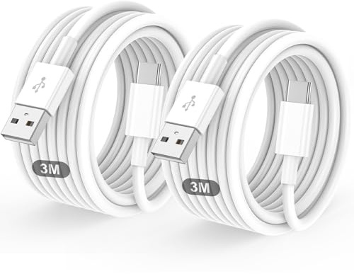USB C Charger Cable, USB to USB C Cable USB A to USB C Cable 3M 2Pack | Type C Data Transfer, iPhone 17 Charger Cable Phone Charger for iPhone 17 16 15 Pro Max Plus Air Samsung Galaxy S24 Ultra