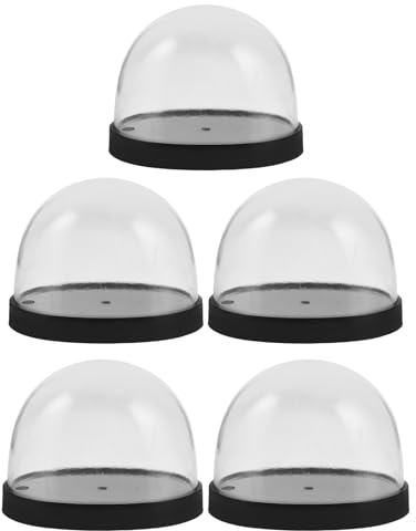 Sewroro 5pcs Clear Plastic Cloche Dome with Base for DIY Figurines and Preserved Flowers Transparent Display Dome for Collectibles Plastic Bell Jar Showcase for Home Decor