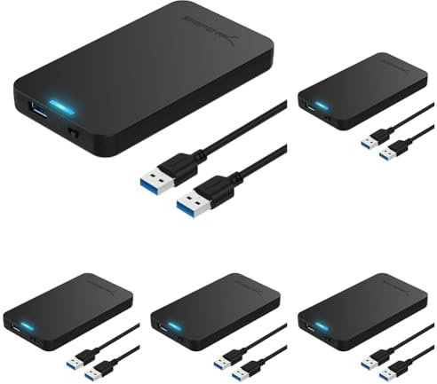 SABRENT Case SSD/HDD Hard Disk Esterno da SATA 2.5'' a USB 3.0 Gen 1, [Supporto UASP SATA III] Nero (EC-UASP) (Confezione da 5)