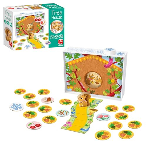 Goula Tree House – Kooperatives Brettspiel für 1–4 Spieler ab 3 Jahren – Helft dem Eichhörnchen, Vorräte zu sammeln – Lernspiel für Gedächtnis, Strategie & Zusammenarbeit - Für Mädchen und Jungen