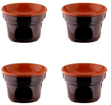 Set kit 4 fornellini Fornello bagna cauda da tavola bagnacauda porta candela piatto pentola per fonduta pemtolino tegamino coccio 12 candele candeline omaggio