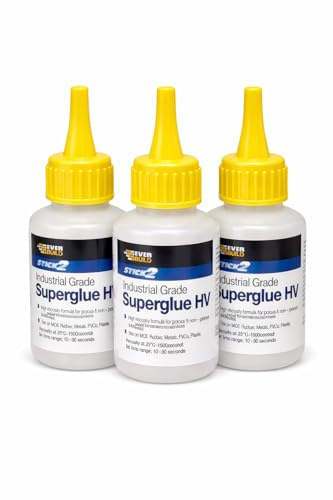 Industrial Grade Super Glue HV 50g – High Viscosity Adhesive for Wood, Rubber, Metal & Plastic – Fast Setting – Pack of 3 Bottles