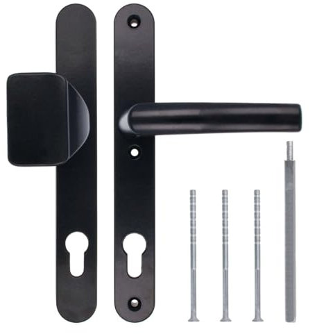 Türgriff/Türdrücker/Türklinke/Drückergarnitur DHS 92mm (Schildbreite 32mm) - Schwarz RAL 9005 - mit Knauf