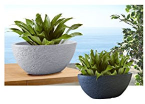 Lienbacher Pflanzschale STONE, oval, 70 x 40 x 27 cm, anthrazit (Blumenschale, Blumengefäß, Blumentopf, Pflanzgefäß, Pflanzengefäß, Steinoptik)