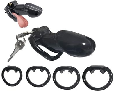 OnundOn Peniskäfig Keuschheitsgürtel für Männer Keuschheit 4 Cockringe (Schwarz)