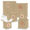 DIY itenga Adventskalender Set V02 zum Selberbefüllen 24 Schachteln Quader und Würfel gemischt BRAUN Kraftkarton + ZahlenSticker (Motiv Z11 beige Stempeldesign)