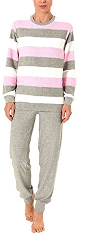 Normann Damen Frottee Pyjama lang mit Bündchen in Einer tollen Streifenoptik - 271 201 93 238