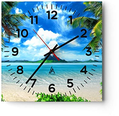ARTTOR Modern Wanduhr 40x40cm Quadrat Glasuhr Landschaften Maritim - 2528