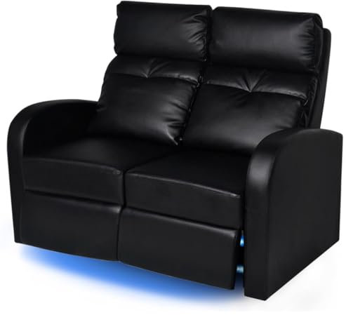 vidaXL Poltrona da Cinema Reclinabile a 2 posti con LED Pelle Artificiale Nera