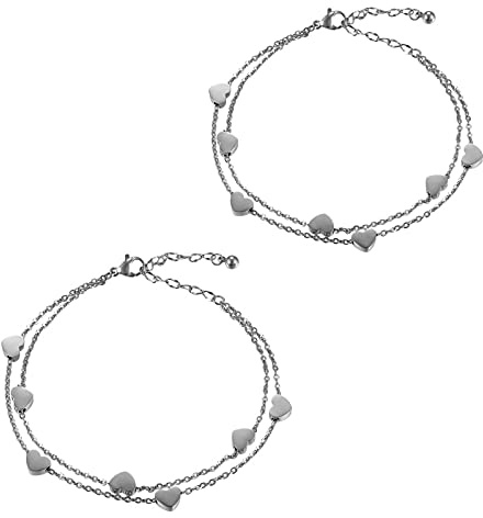 Flongo 2 Stück BFF Armbänder Unendlichkeitszeichen und Herz Freundschaftsarmband aus Edelstahl Silber und Roségold Armbänder für Beste Freundinnen/Schwestern/Mutter und Tochter