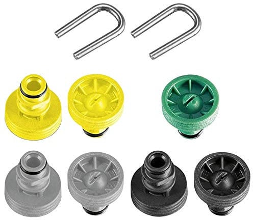 Spares2go Kit de châssis de buse compatible avec nettoyeur haute pression Karcher K2 K3 K4 K5 K6 K7 T-Racer (7 buses + 2 clips en U en acier inoxydable)