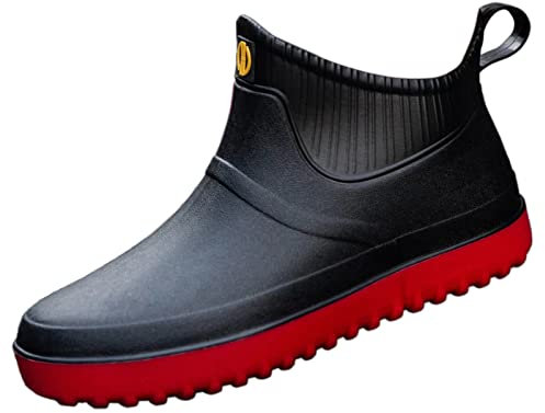 GURGER Stivali di Gomma Donna Uomo Stivaletti Pioggia Stivaletto Bassi Impermeabili Wellington Nero Rosso Taglie 39
