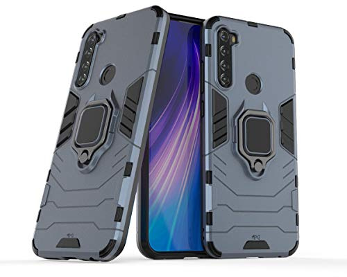 Max Power Digital Hülle für Xiaomi Redmi Note 8T Drehbar Ringhalter Cover Magnet Bumper Handyhülle Case Stoßfest Doppelschichter Schutzhülle Outdoor Shock Absorption Mit Ring (Marineblau)