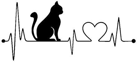 Porfeet Auto Aufkleber, Schöne Katze Elektrokardiogramm Auto Fahrzeug Reflektierende Abziehbilder Aufkleber Dekoration Schwarz Einheitsgröße