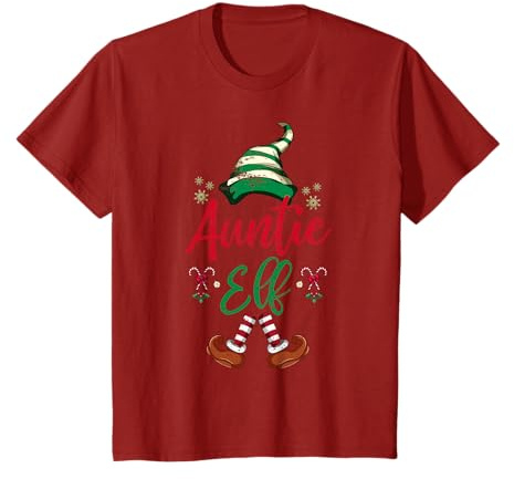 Zia Elfo Regalo Divertente Xmas Famiglia Pigiama Maglietta