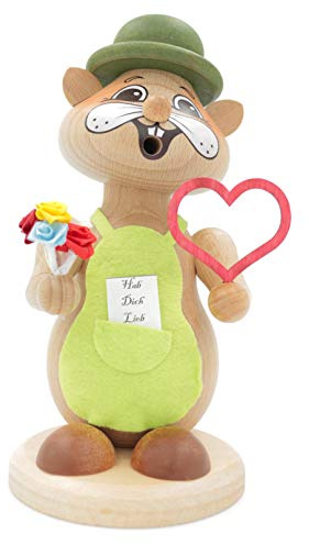 Kuhnert - Erzgebirgische Holzkunst Räuchermann Räucherfigur Hamster 20cm - Romantiker