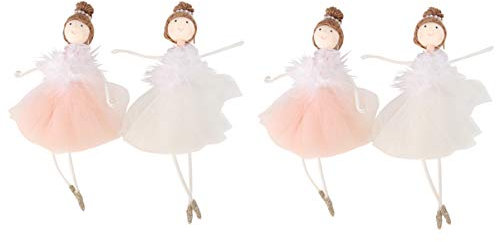 VALICLUD 4 Stücke Weihnachtsbaumschmuck Engel Anhänger Plüsch Mädchen Puppe Ballerina mit Tutu Christbaum Anhänger Engelanhänger Baumschmuck Ornament für Weihnachten Fenster Tür