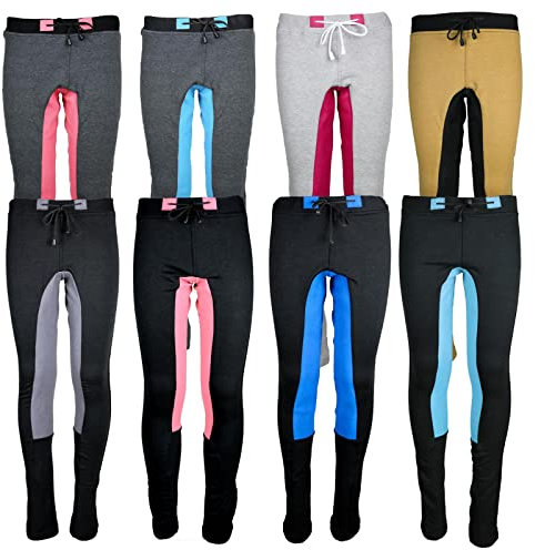MS-Trachten Kinder Reitleggings Leni REIT Jogginghose Reithose Vollbesatz (Dunkelgrau/Besatz Rosa, 134-140)