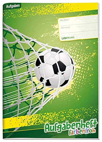 Häfft® Aufgabenheft Farbenfroh A6 Fußball Hausaufgabenheft Grundschule ohne Datum für EIN Schuljahr - undatiert, mit Schutzumschlag - nachhaltig & klimafreundlich