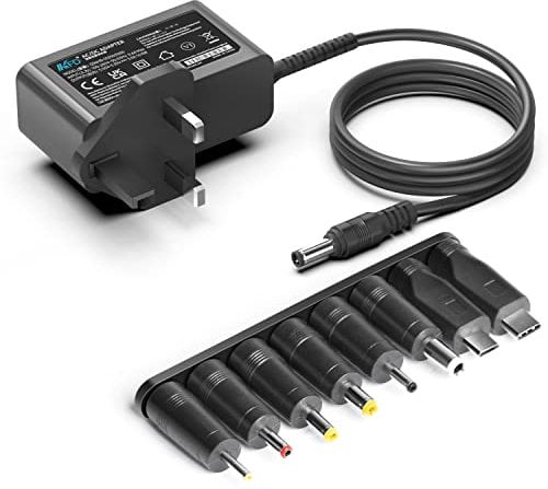 KFD Universal 5V Charger Power Supply Adapter 8 DC Connectors USB C/Micro USB 5.5 * 2.5mm 3.5 * 1.35mm for Fusion 5 Lapbook T90B T60 T50,Sony SRS Speaker, HelloBaby/VTech//Babysense Baby Monitor