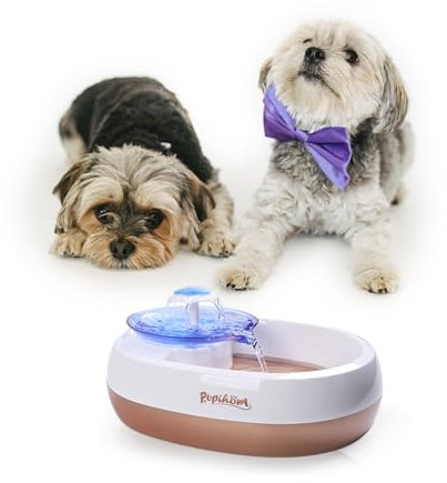 PUPIHOM Dispensador de agua automático, fuente de agua para perros de 2.4 L/2,3 l con 3 filtros lavables, ultra silencioso, fácil de limpiar, dispensador de cuenco de agua sin derrames para gatos y