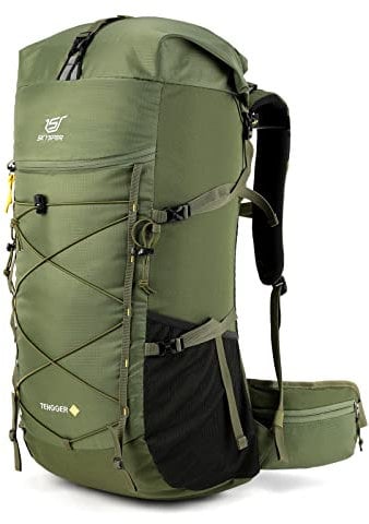 SKYSPER Hiking Backpack 50L Rucksack - Roll Top Backpacking Backpack Lightweight Camping Travel Pack for Men Women