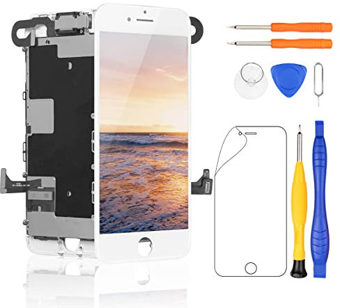 Yodoit Display für iPhone 8 LCD Bildschirm Ersatz Weiß, Touch Digitizer mit Frontkamera, Ohrlautsprecher und Tool Kit A1863, A1905, A1906