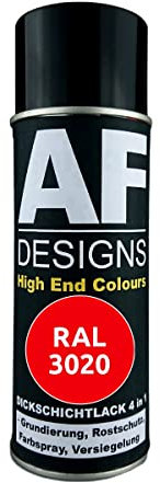 Alex Flittner Designs Peinture antirouille 4 en 1 RAL 3020 - Rouge signalisation - Peinture de protection pour métal - Spray de peinture antirouille
