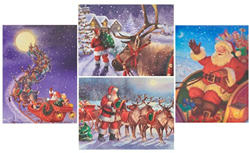 Box of 24 Assorted Festive Santa Multiple Charity Christmas Cards In 4 Designs 556980